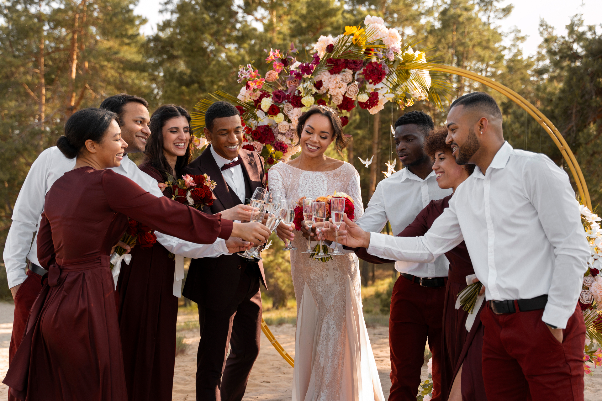 Friends laughing together at a Tanzanian celebration